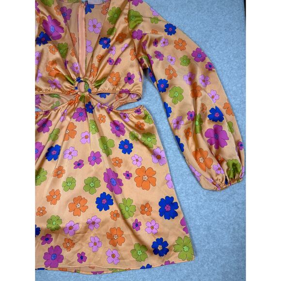 Show Me Your Mumu Womens Size XL Go Out Cut Out Mini Dress Poppin Poppy - Picture 12 of 12